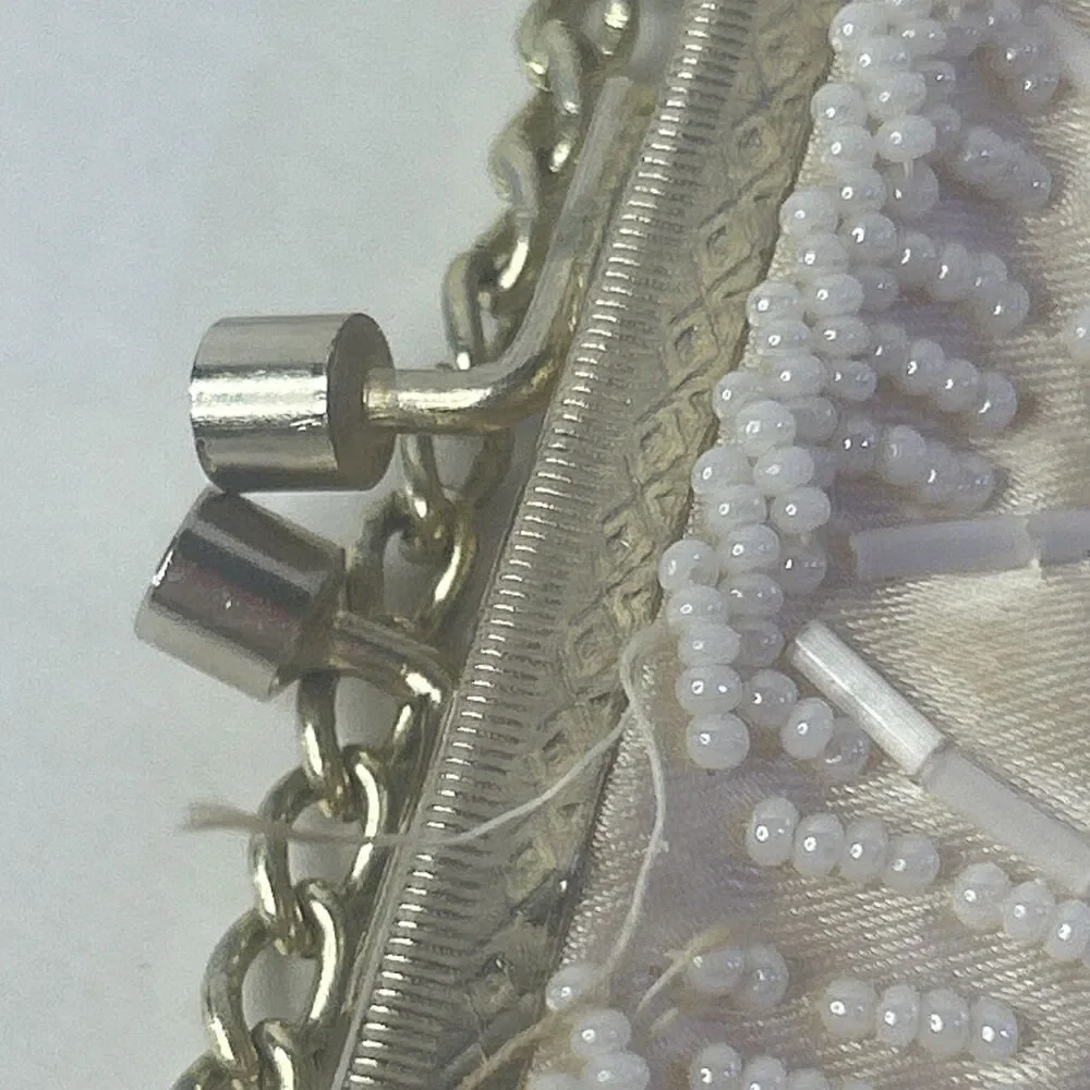 Vintage Walborg Beaded Evening Bag Purse Made in Hong Kong Ivory Beaded Purse